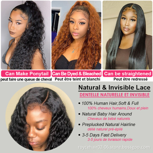 Deep Wave Hair 5x5 Lace Closure Wig Vendor,100% Peruvian Virgin Human Hair,Wholesale Cuticle Aligned Transparent Soft Lace Wigs